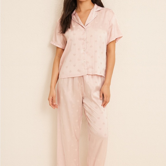 BCBG pink Heart Print Women's Pajama Set - Picture 1 of 6